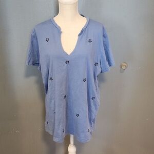 Victoria's Secret Pink vneck star embroidery oversized sleep shirt